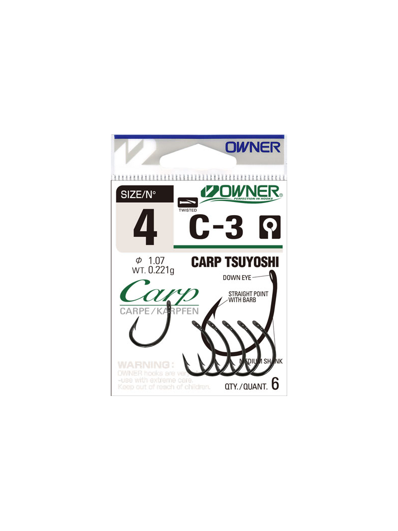 Крючки OWNER С-3 Carp Tsuyoshi, Размер крючка: № 6 Крючки OWNER С-3 Carp Tsuyoshi, Размер крючка: № 6