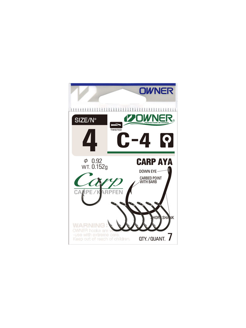 Крючки OWNER C-4 Carp Aya, Размер крючка: № 1 Крючки OWNER C-4 Carp Aya, Размер крючка: № 1