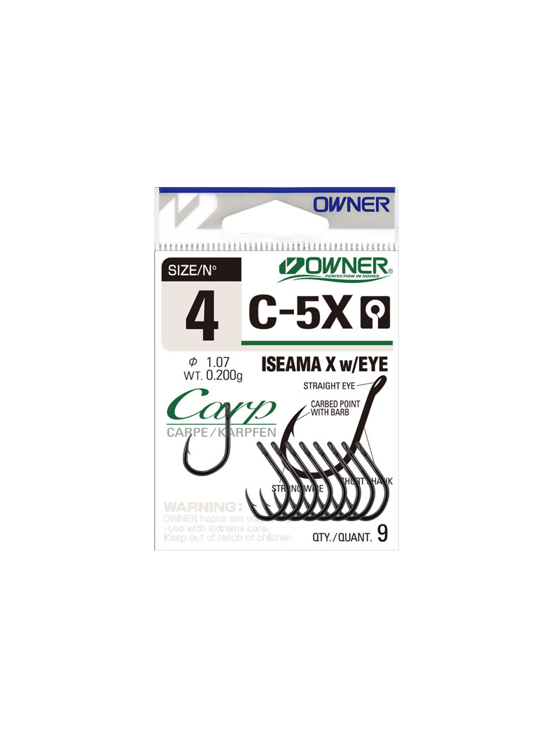 Крючки OWNER C-5X Carp Iseama X w/EYE, Размер крючка: № 1.5