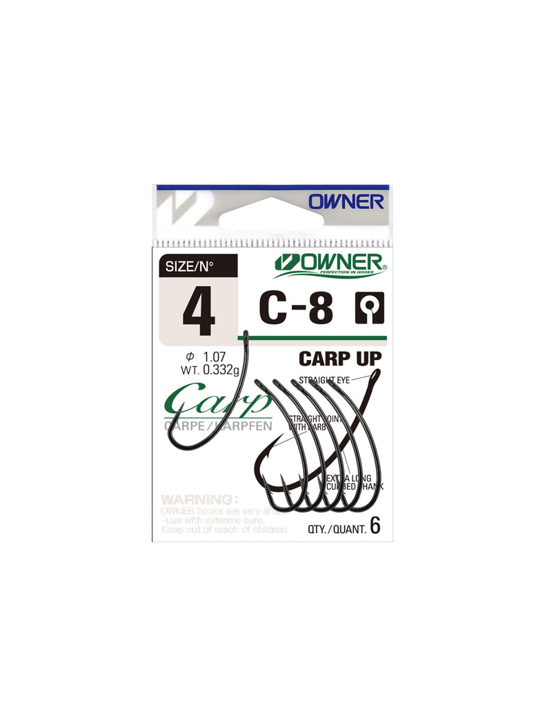 Крючки OWNER C-8 Carp UP, Размер крючка: № 2 Крючки OWNER C-8 Carp UP, Размер крючка: № 2