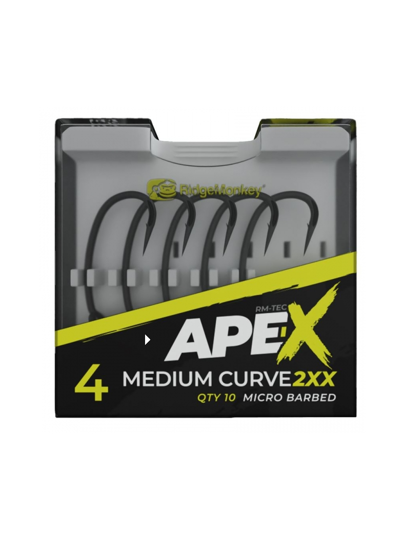Крючки Ridge Monkey Ape-X Medium Curve 2XX Barbed, Размер крючка: № 6, изображение 2 Крючки Ridge Monkey Ape-X Medium Curve 2XX Barbed, Размер крючка: № 6, изображение 2