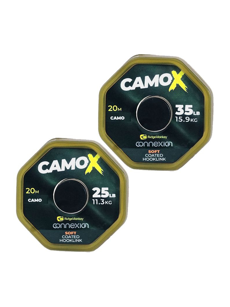 Поводковый материал в оболочке Ridge Monkey Connexion CamoX Soft (Мягкий) Coated Hooklink, Разрывная нагрузка: 25 lb – 11.3 кг
