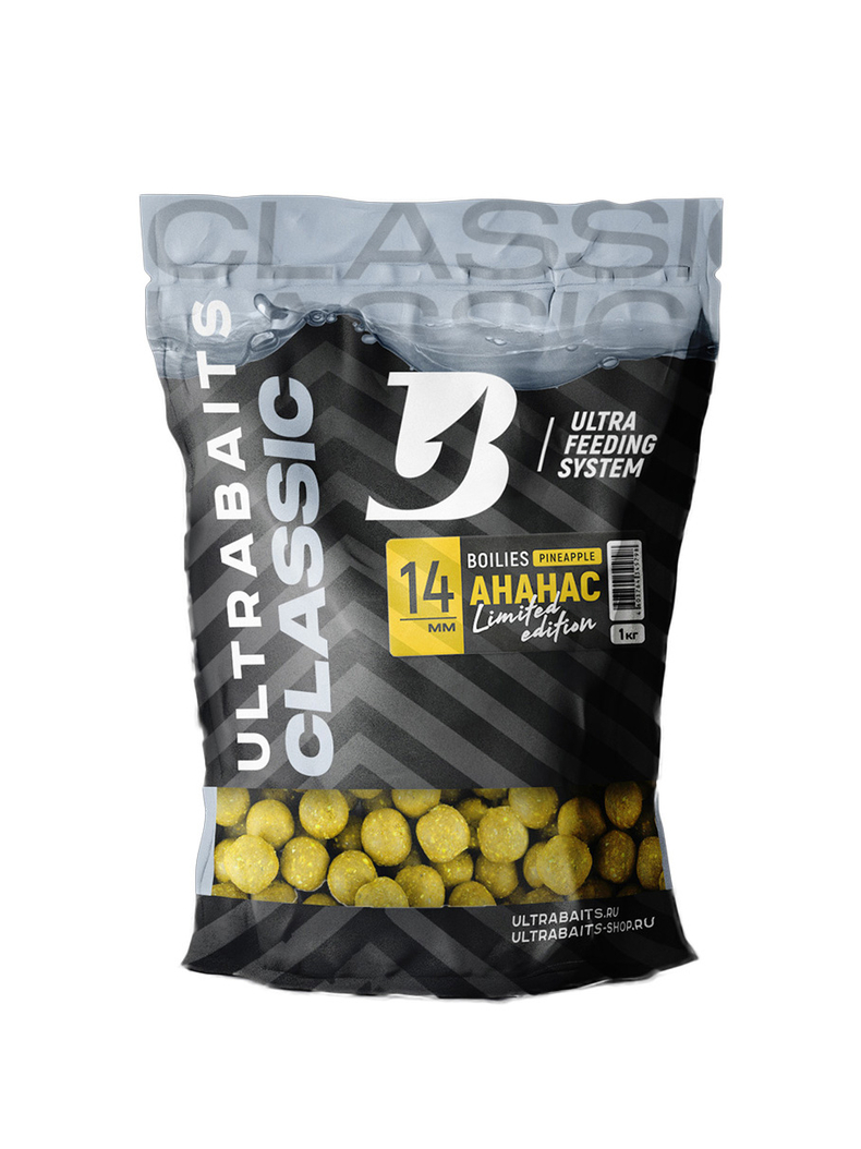 Бойлы ULTRABAITS Classic Pineapple (Ананас) 1кг, Диаметр: 14 мм