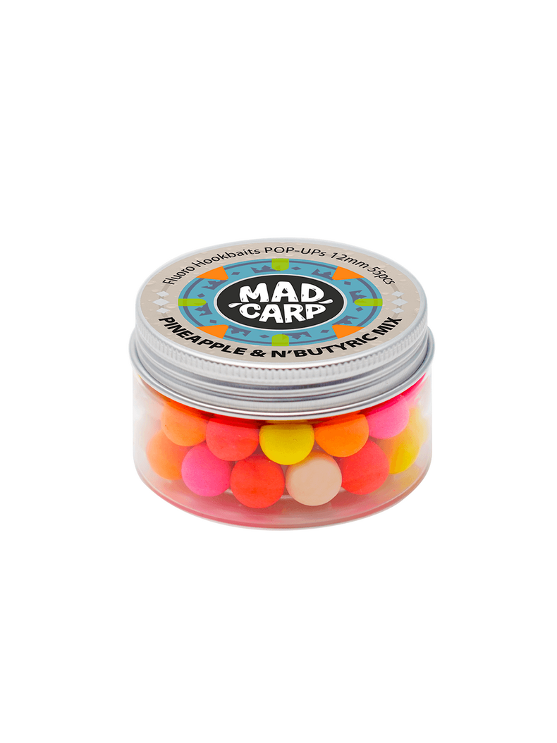 Бойлы плавающие Mad Carp Baits PINEAPPLE & N'BUTYRIC Pop-Ups COLOR MIX (Ананас и Масляная Кислота) набор бойлов разного цвета, Диаметр: 10 мм
