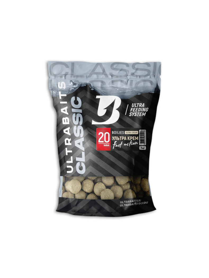 Бойлы ULTRABAITS Classic Ultra Cream (Ультра Крем) 1кг, Диаметр: 20 мм Бойлы ULTRABAITS Classic Ultra Cream (Ультра Крем) 1кг, Диаметр: 20 мм