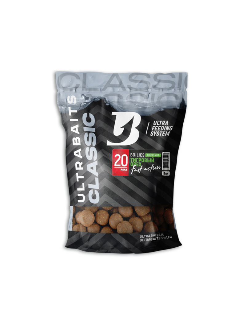 Бойлы ULTRABAITS Classic Tiger Nut (Тигровый Орех) 1кг, Диаметр: 20 мм Бойлы ULTRABAITS Classic Tiger Nut (Тигровый Орех) 1кг, Диаметр: 20 мм
