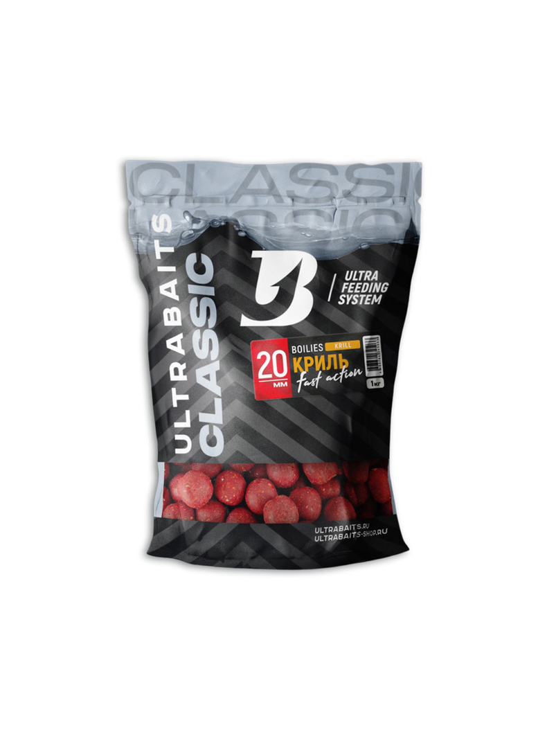Бойлы ULTRABAITS Classic Krill (Криль) 1кг, Диаметр: 20 мм Бойлы ULTRABAITS Classic Krill (Криль) 1кг, Диаметр: 20 мм