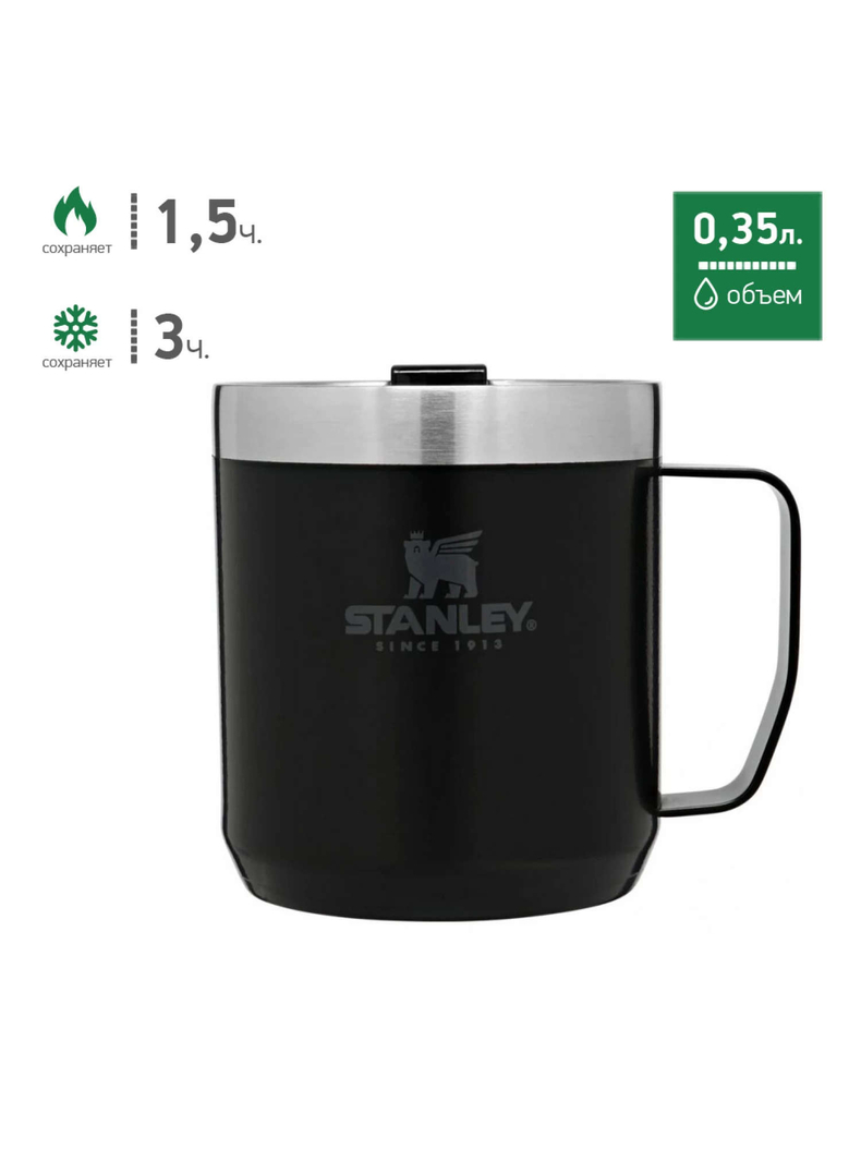 Термокружка STANLEY Classic с ручкой 0.35L чёрная