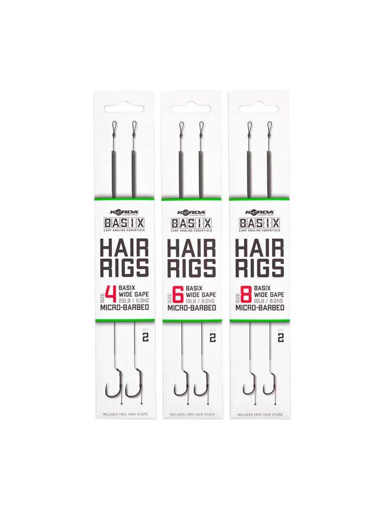 Готовый поводок KORDA BASIX Hair Rigs Wide Gape, Тест: 25.00 lb, Размер крючка: № 4 Готовый поводок KORDA BASIX Hair Rigs Wide Gape, Тест: 25.00 lb, Размер крючка: № 4