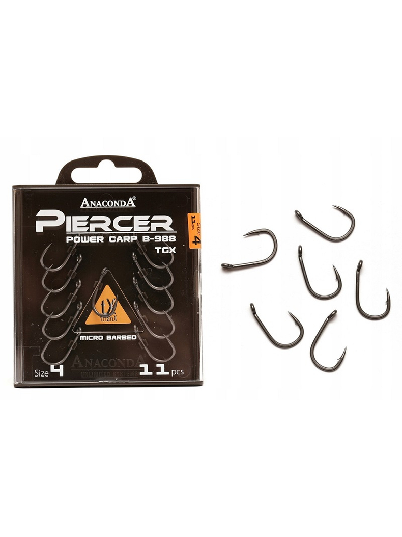 Крючки ANACONDA PIERCER Power Carp B-988 TGX, Размер крючка: № 6, изображение 2 Крючки ANACONDA PIERCER Power Carp B-988 TGX, Размер крючка: № 6, изображение 2