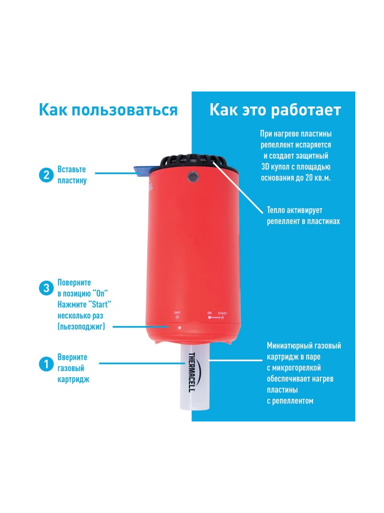 Прибор противомоскитный THERMACELL HALO MINI REPELLER RED красный, изображение 5 Прибор противомоскитный THERMACELL HALO MINI REPELLER RED красный, изображение 5