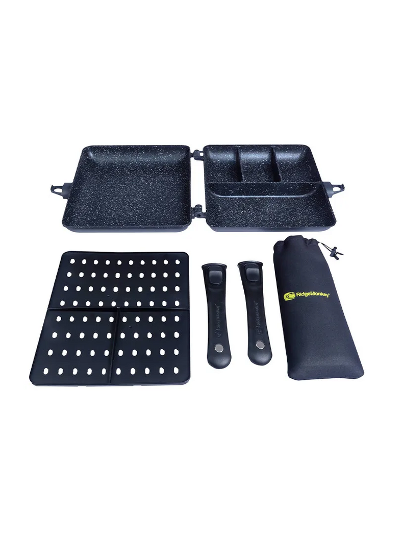Большая двойная сковорода с разделителями Ridge Monkey Connect Combi & Steamer XXL Granite Edition, изображение 7 Большая двойная сковорода с разделителями Ridge Monkey Connect Combi & Steamer XXL Granite Edition, изображение 7
