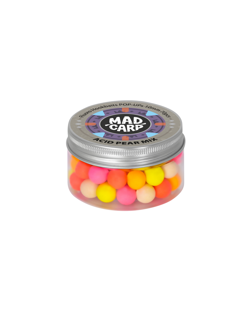 Бойлы плавающие Mad Carp Baits ACID PEAR Pop-Ups COLOR MIX (Кислая груша) набор бойлов разного цвета, Диаметр: 10 мм, изображение 2