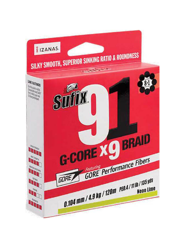 Леска плетеная SUFIX 91 BRAID, Тест: 20.40 кг, Диаметр лески: 0.285 мм