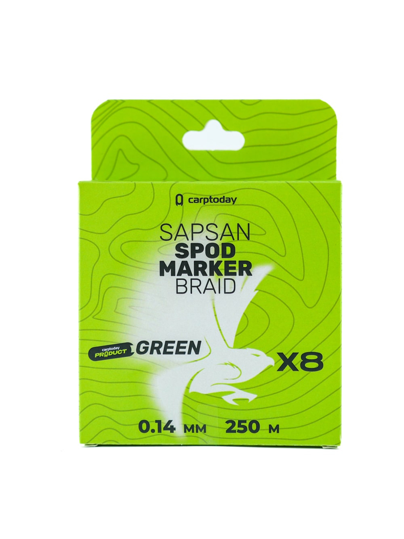 Плетёный шнур Carptoday Sapsan Spod & Marker Braid Green 0.14мм 250м, Диаметр: 0,14 мм, Цвет: Зелёный, изображение 4