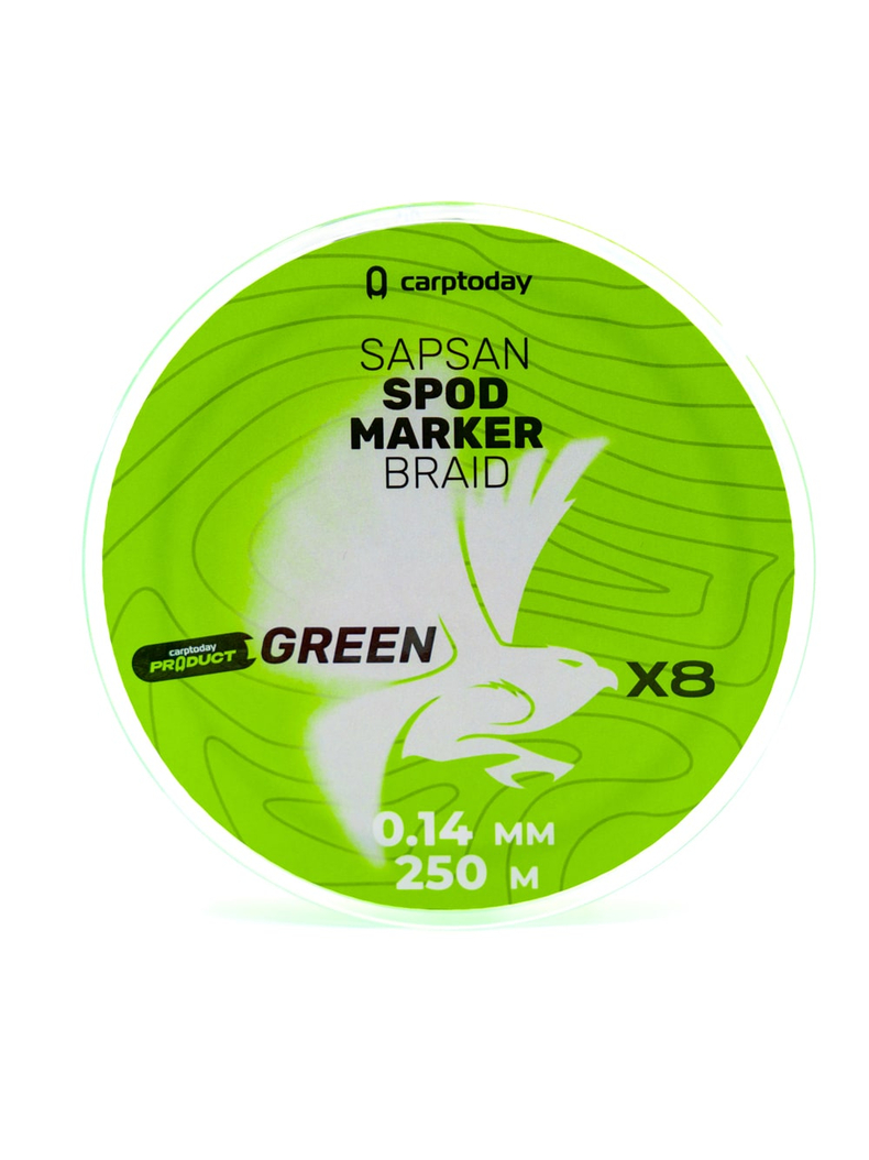 Плетёный шнур Carptoday Sapsan Spod & Marker Braid Green 0.14мм 250м, Диаметр: 0,14 мм, Цвет: Зелёный, изображение 6