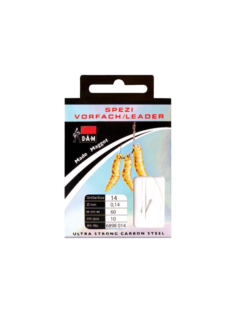 Поводоки DAM SPEZI MAGGOT Rig 60 см. / 10 шт. / 0.14mm / №14