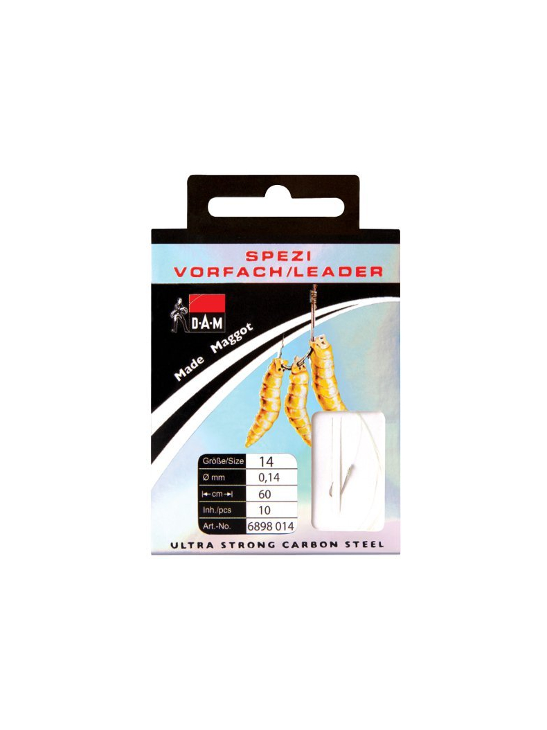 Поводоки DAM SPEZI MAGGOT Rig 60 см. / 10 шт. / 0.16mm / №12