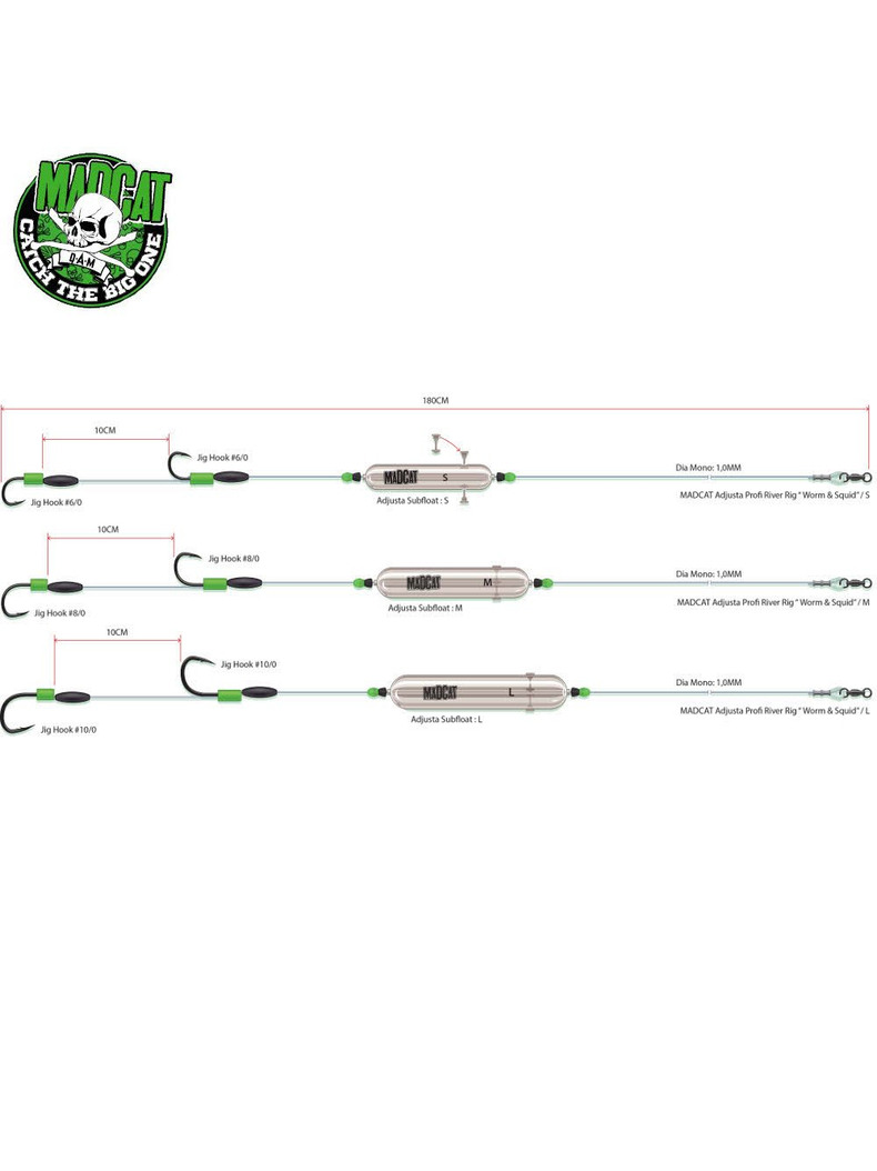 Готовые оснастки на сома MADCAT® ADJUSTA PROFI RIVER RIGS «WORM & SQUID» - M, изображение 2 Готовые оснастки на сома MADCAT® ADJUSTA PROFI RIVER RIGS «WORM & SQUID» - M, изображение 2