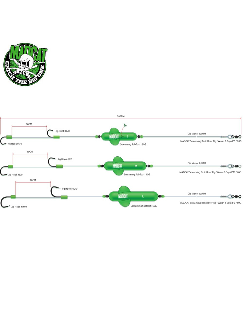 Готовые оснастки на сома MADCAT® SCREAMING BASIC RIVER RIGS «WORM & SQUID» - S, изображение 2 Готовые оснастки на сома MADCAT® SCREAMING BASIC RIVER RIGS «WORM & SQUID» - S, изображение 2