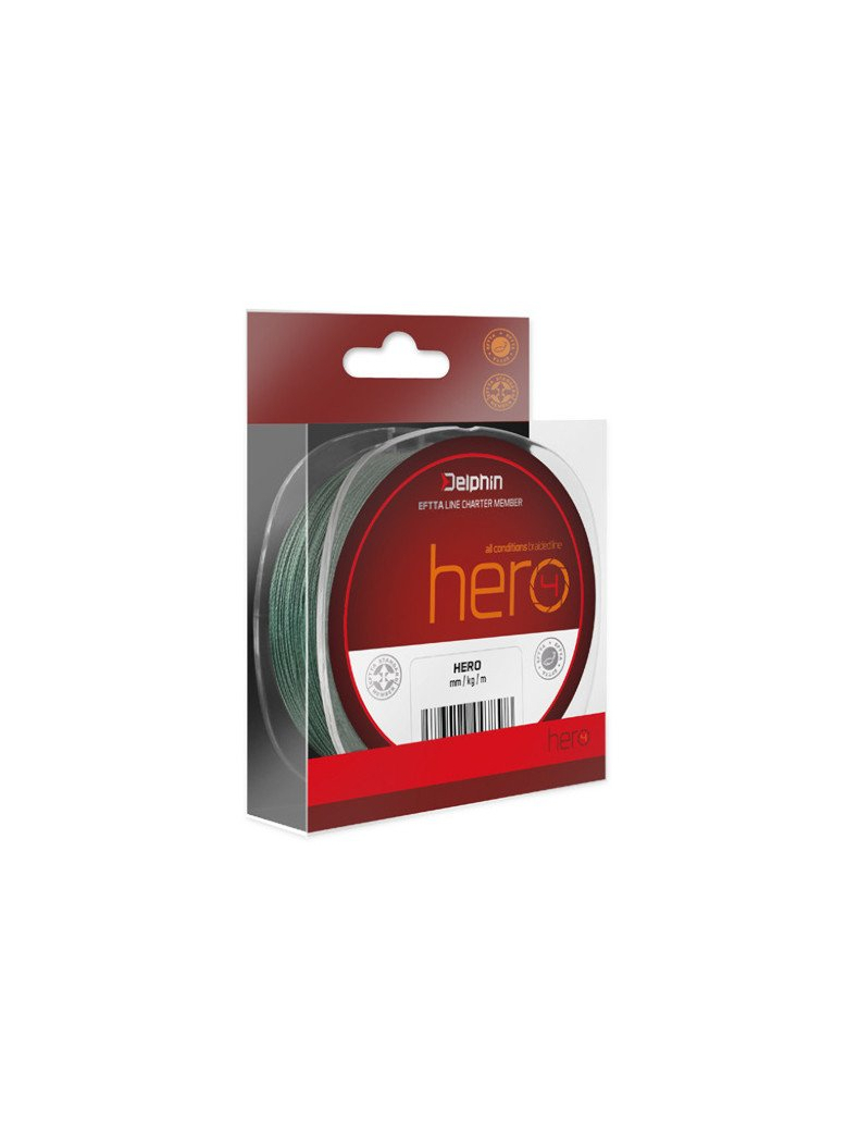 Леска плетеная Delphin HERO 4 PE Sinking Braided Line / 300m - 0.12mm - 18lb(8.15kg) - Green