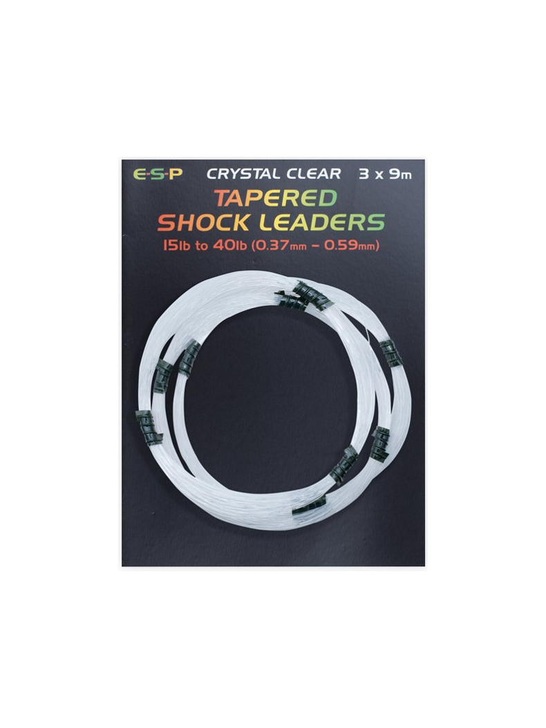 Шок лидер конусный E-S-P Tapered Shock leaders - 3 x 9m / 0,37-0,59mm / 15-40lb - Clear Шок лидер конусный E-S-P Tapered Shock leaders - 3 x 9m / 0,37-0,59mm / 15-40lb - Clear