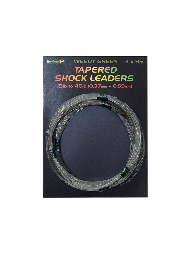 Шок лидер конусный E-S-P Tapered Shock leaders - 3 x 9m / 0,37-0,59mm / 15-40lb - Green Шок лидер конусный E-S-P Tapered Shock leaders - 3 x 9m / 0,37-0,59mm / 15-40lb - Green