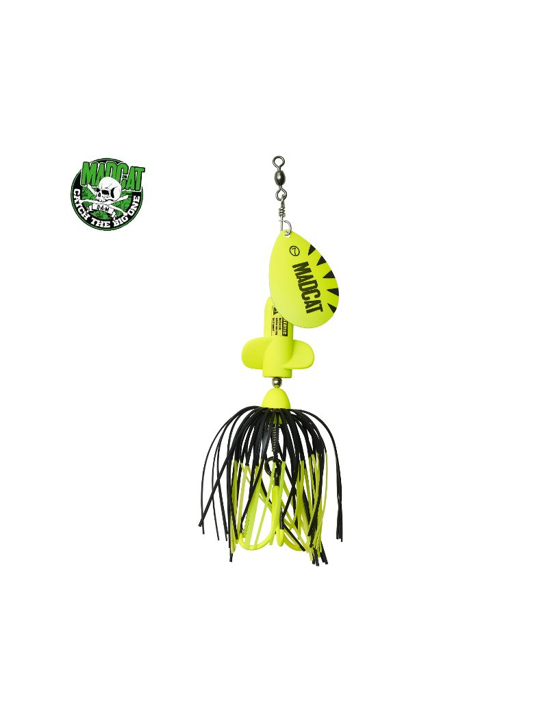 Блесна вращающаяся MADCAT® A-STATIC SCREAMING SPINNER Treble Hook - 65g - FLUO YELLOW UV
