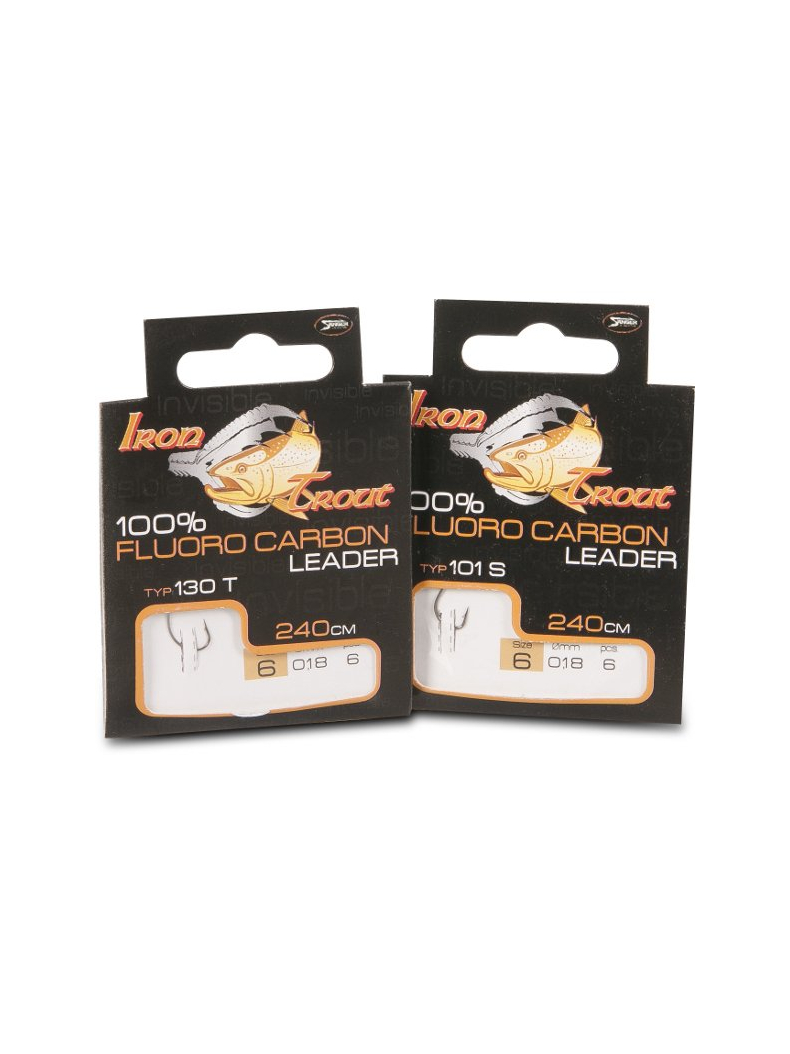 Поводок готовый флюорокарбоновый IRON TROUT Fluoro Carbon Leader - 240cm / 0,20mm / 130T №4 - 6шт.