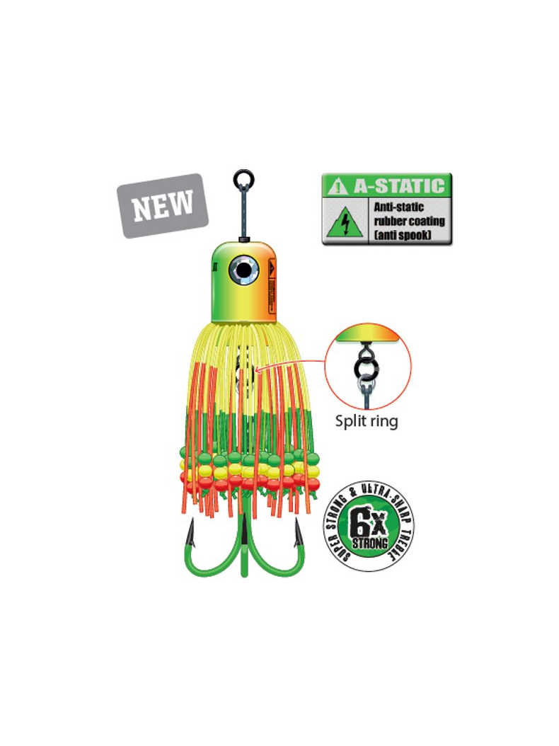 Блесны вертикальные MADCAT® A-STATIC CLONK TEASER Treble Hook - 250g - FIRETIGER UV, изображение 2