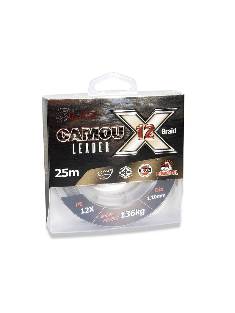 Поводковые материалы UNI CAT CAMOU 12-X Leader - 25m / 1.00mm / 117kg