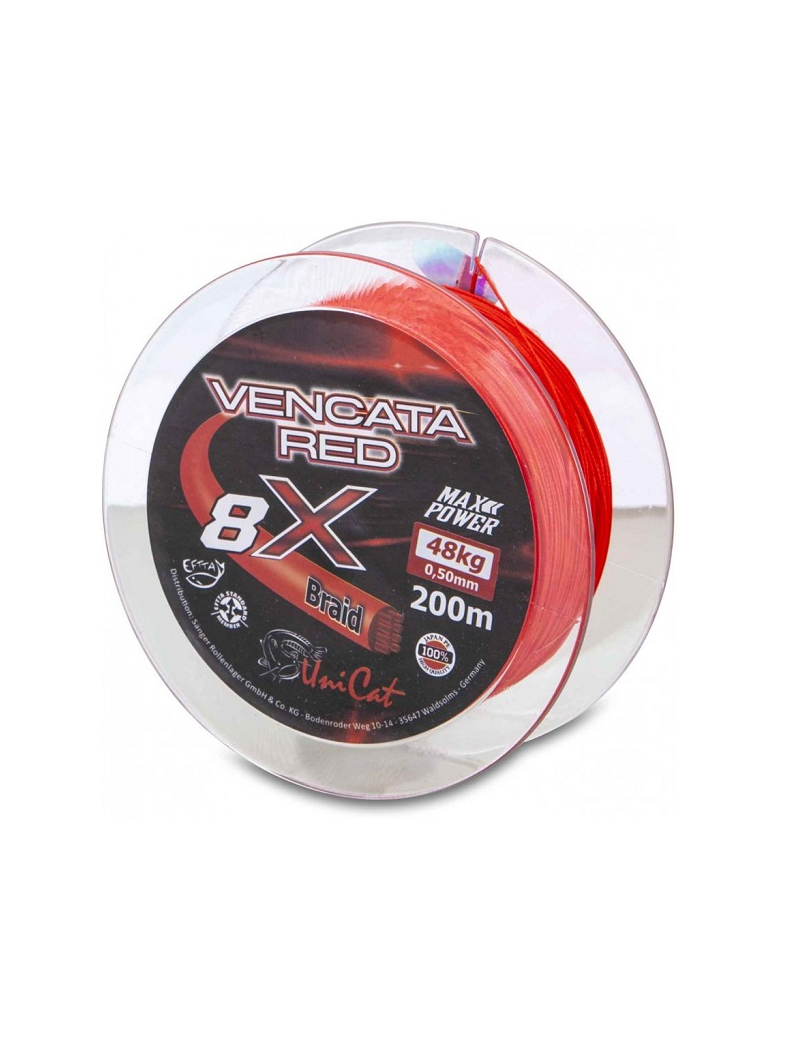 Леска плетеная UNI CAT VENCATA RED 8-X Line / 200m / 0.50mm / 48kg Леска плетеная UNI CAT VENCATA RED 8-X Line / 200m / 0.50mm / 48kg