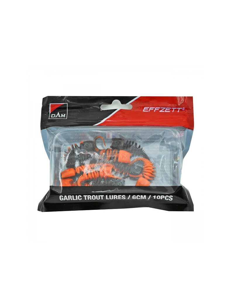 Силиконовые приманки DAM GARLIC TROUT LURE - 6cm / UV Orange/Black - 10шт., изображение 3