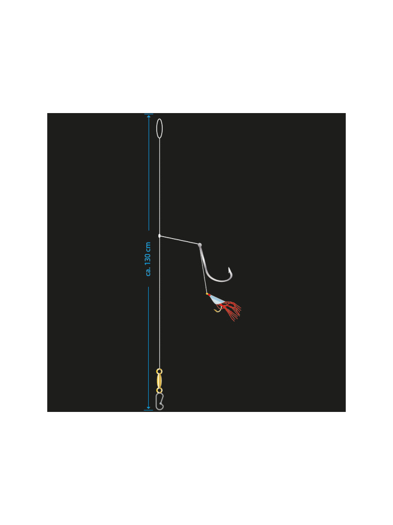 Оснастка морская AQUANTIC® Bite Over Rig - №8/0+1/0 / 0.80mm / 130cm - Red, изображение 2 Оснастка морская AQUANTIC® Bite Over Rig - №8/0+1/0 / 0.80mm / 130cm - Red, изображение 2