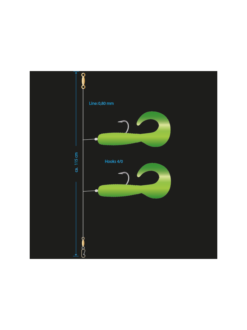 Оснастка морская AQUANTIC® Double Twisterrig XL - №4/0 / 0.80mm / 115cm - BL, изображение 2 Оснастка морская AQUANTIC® Double Twisterrig XL - №4/0 / 0.80mm / 115cm - BL, изображение 2