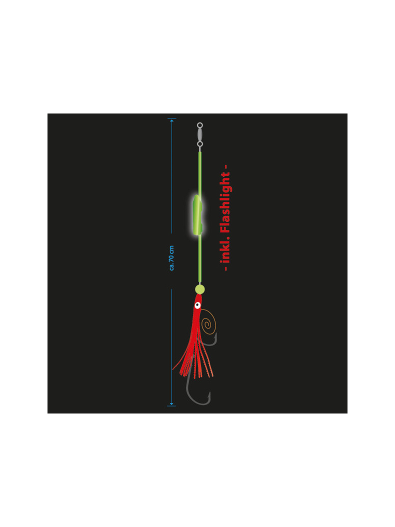 Оснастка морская AQUANTIC® Flashlight Octopus Rig - №12/0 + 12/0 / 70cm / 1.2mm, изображение 2 Оснастка морская AQUANTIC® Flashlight Octopus Rig - №12/0 + 12/0 / 70cm / 1.2mm, изображение 2