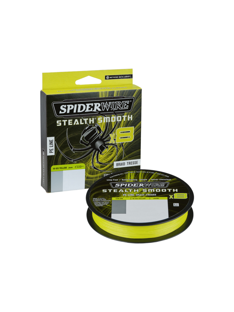 Леска плетеная SPIDER WIRE® STEALTH® SMOOTH X8 PE BRAID - 0.11mm / 150m / 10.3kg - HI VIS YELLOW