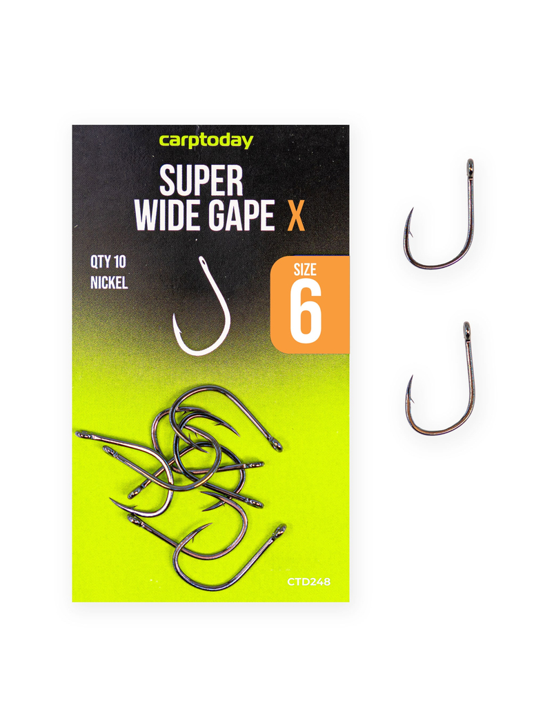 Крючки карповые Carptoday Super Wide Gape Nickel X, Размер крючка: № 6 Крючки карповые Carptoday Super Wide Gape Nickel X, Размер крючка: № 6
