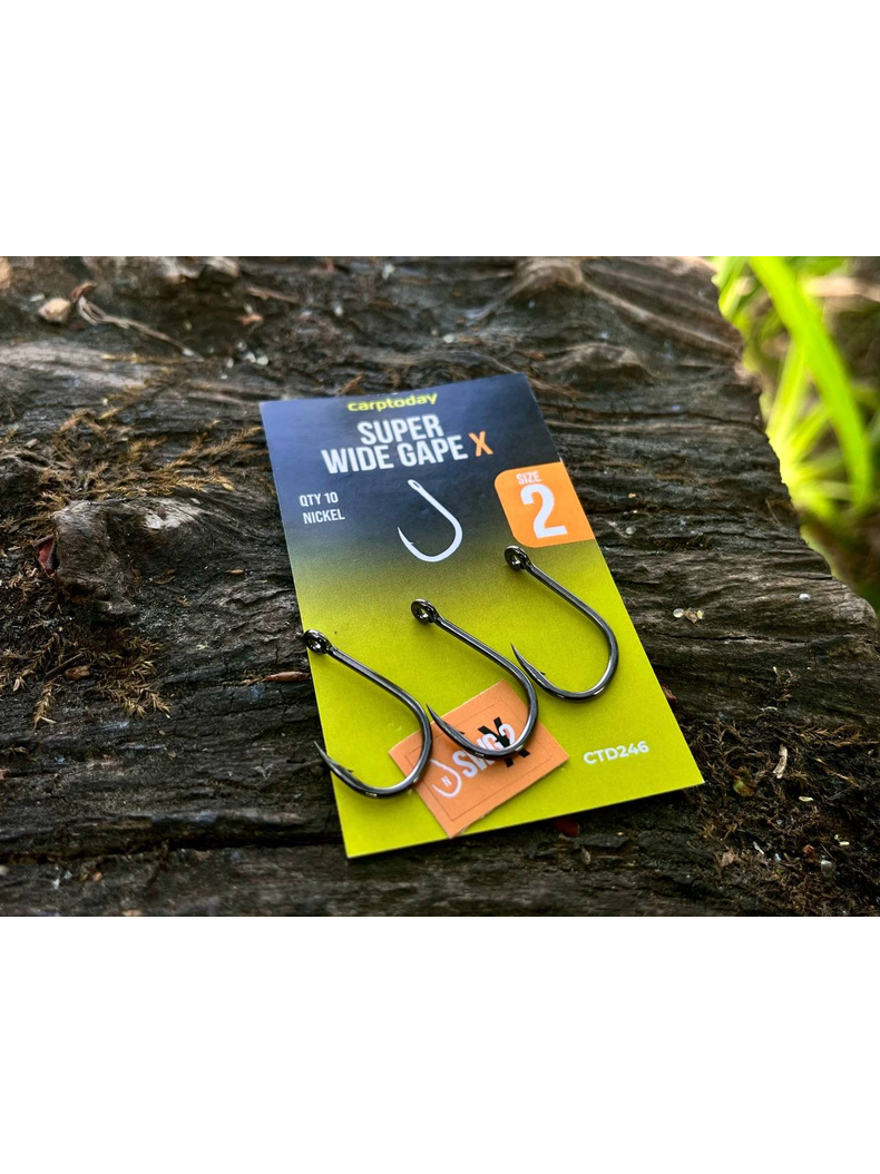 Крючки карповые Carptoday Super Wide Gape Nickel X, Размер крючка: № 6, изображение 2 Крючки карповые Carptoday Super Wide Gape Nickel X, Размер крючка: № 6, изображение 2