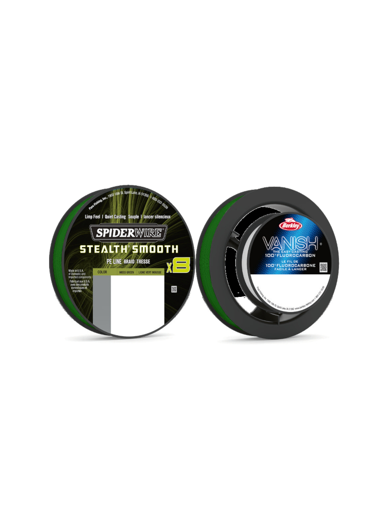 Леска плетеная+флуорокарбон SPIDER WIRE® STEALTH® SMOOTH X8 PE BRAID & FLUOROCARBON - 0.15&0.40mm / 150&45m /16.5&10.0kg - MOSS GREEN/CLEAR, изображение 2 Леска плетеная+флуорокарбон SPIDER WIRE® STEALTH® SMOOTH X8 PE BRAID & FLUOROCARBON - 0.15&0.40mm / 150&45m /16.5&10.0kg - MOSS GREEN/CLEAR, изображение 2