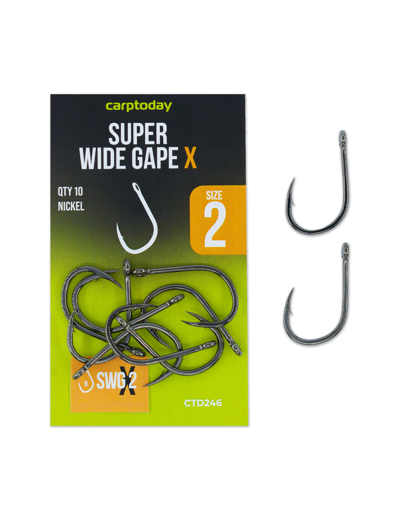 Крючки карповые Carptoday Super Wide Gape Nickel X, Размер крючка: № 2