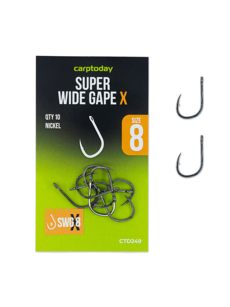 Крючки карповые Carptoday Super Wide Gape Nickel X, Размер крючка: № 8