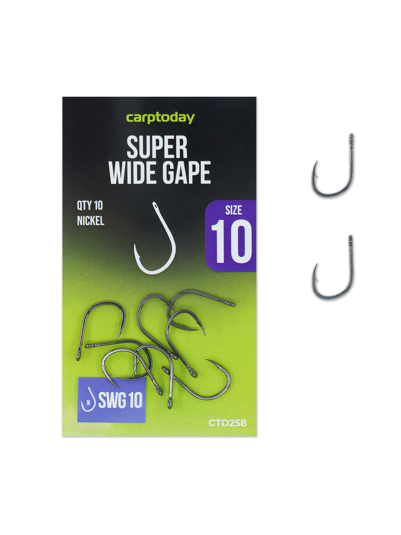 Крючки карповые Carptoday Super Wide Gape Nickel, Размер крючка: № 10 Крючки карповые Carptoday Super Wide Gape Nickel, Размер крючка: № 10