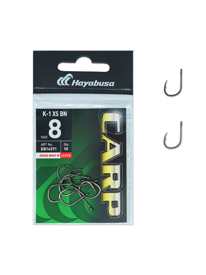 Крючки карповые HAYABUSA K-1 XS Black Nickel, Размер крючка: № 8