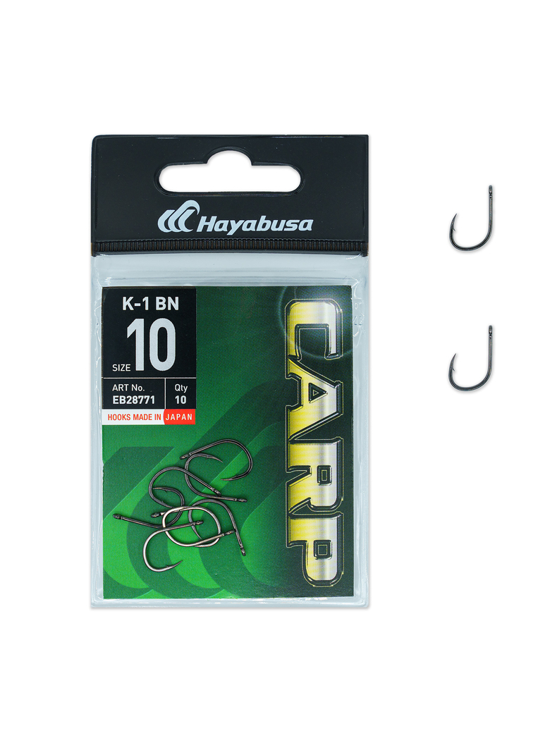 Крючки карповые HAYABUSA K-1 Black Nickel, Размер крючка: № 10 Крючки карповые HAYABUSA K-1 Black Nickel, Размер крючка: № 10