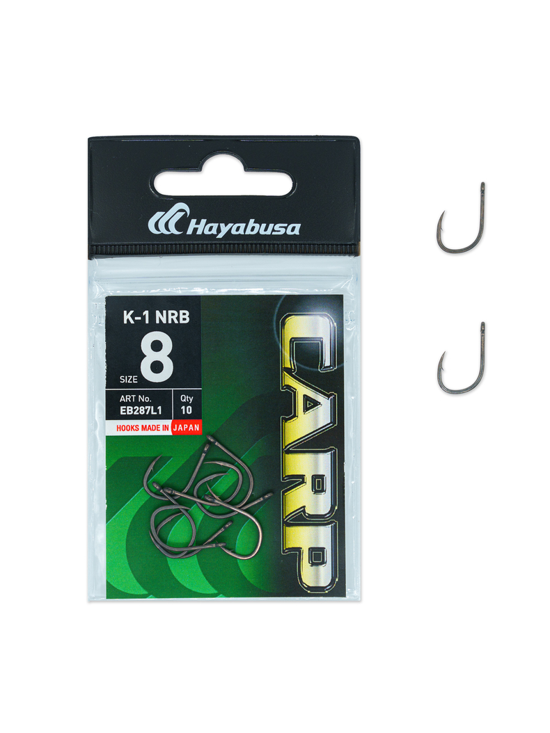 Крючки карповые HAYABUSA K-1 NRB, Размер крючка: № 8 Крючки карповые HAYABUSA K-1 NRB, Размер крючка: № 8