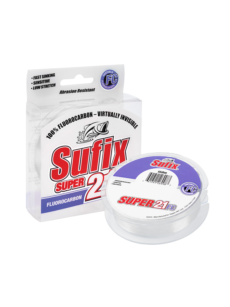 Леска SUFIX Super 21 Fluorocarbon прозрачная 150 м 0.16 мм 2,6 кг Леска SUFIX Super 21 Fluorocarbon прозрачная 150 м 0.16 мм 2,6 кг