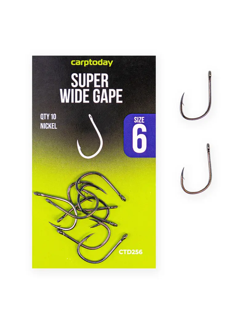 Крючки карповые Carptoday Super Wide Gape Nickel, Размер крючка: № 6 Крючки карповые Carptoday Super Wide Gape Nickel, Размер крючка: № 6