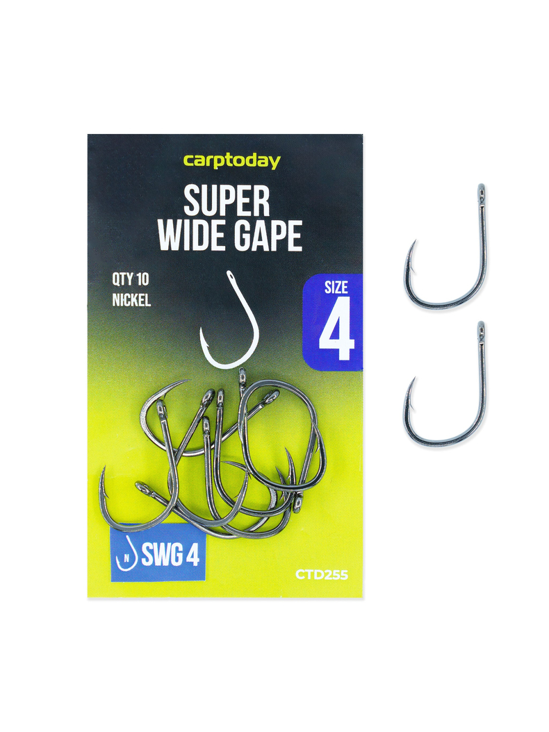 Крючки карповые Carptoday Super Wide Gape Nickel, Размер крючка: № 4 Крючки карповые Carptoday Super Wide Gape Nickel, Размер крючка: № 4
