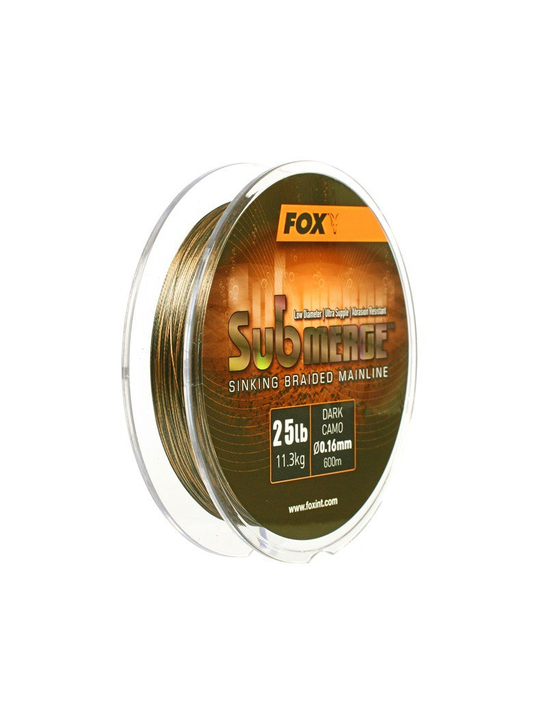 Плетёная леска FOX Submerge Sinking Braided Mainline Dark Camo, Длина: 600 м, Тест: 25.00 lb, Диаметр лески: 0.16 мм
